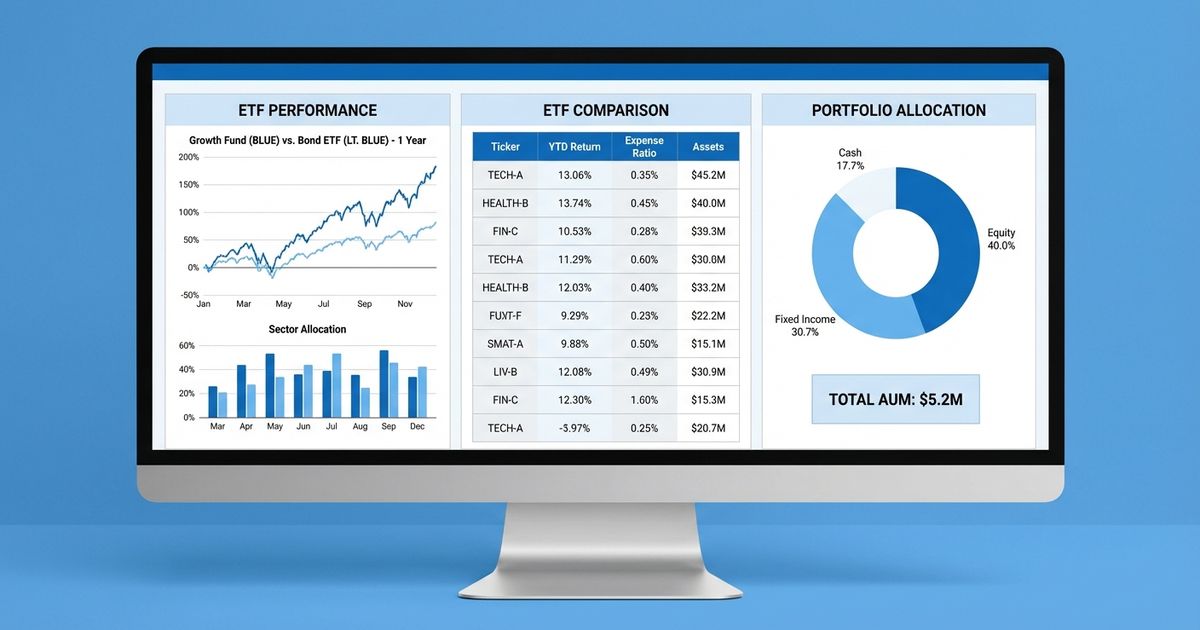 Best value ETF rankings showing top-rated value funds with scores, performance metrics, and expense ratios in FundXLS