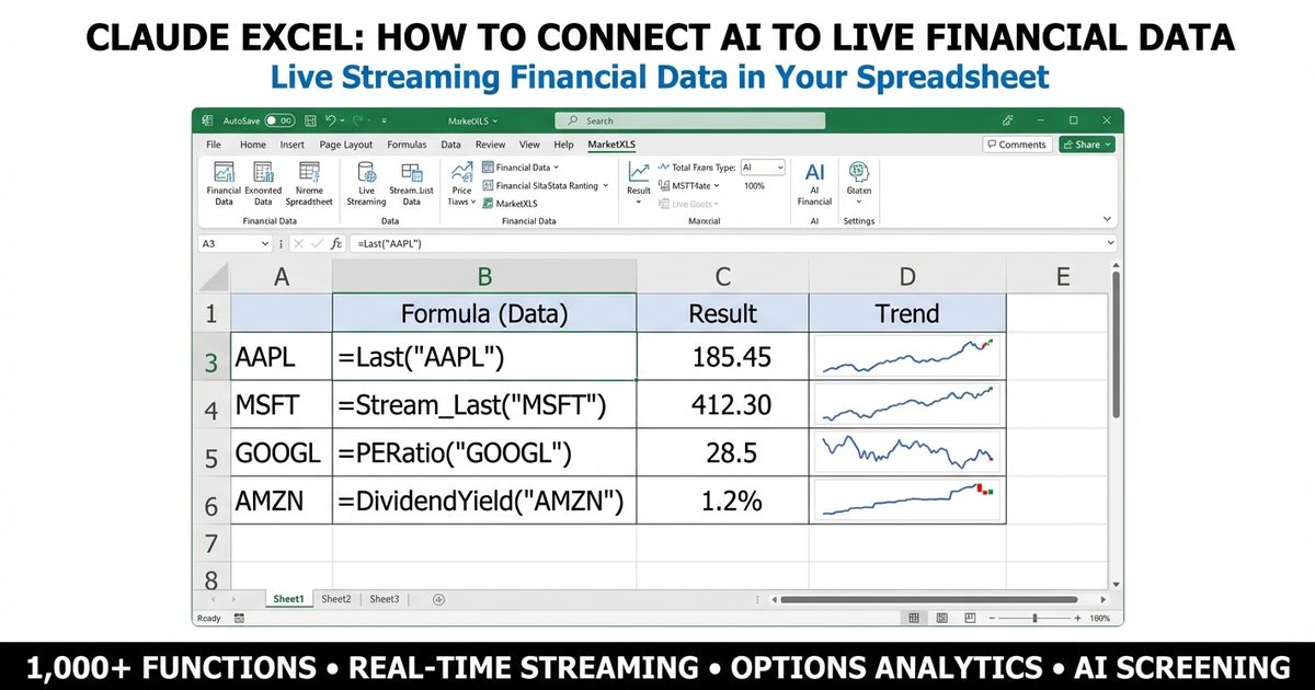 Claude Excel - connecting AI to live financial data in spreadsheets via MarketXLS MCP server
