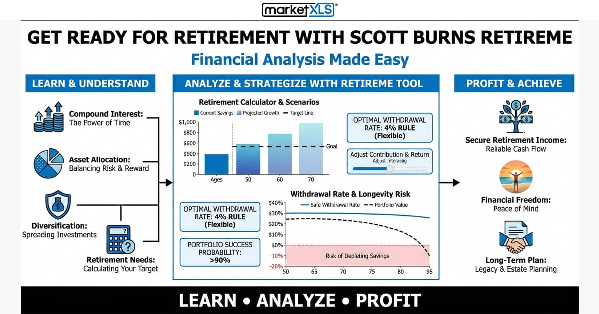 Get Ready for Retirement With Scott Burns Retireme - financial analysis guide with MarketXLS Excel add-in