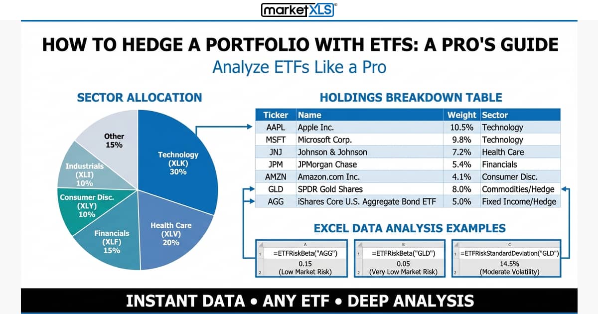 How to Hedge a Portfolio With ETFs: A Pro's Guide - ETF holdings and sector allocation analysis in Excel with MarketXLS