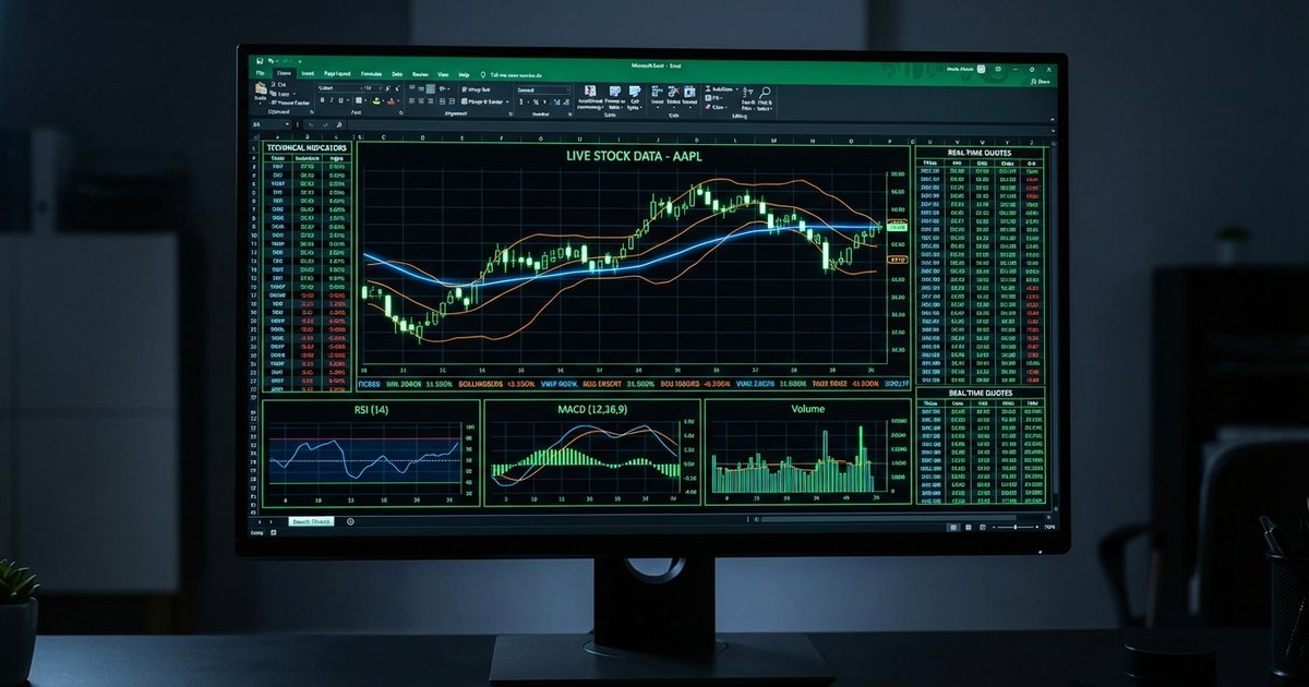 RTI real-time technical indicators in Excel - MACD RSI VWAP Bollinger Bands live dashboard