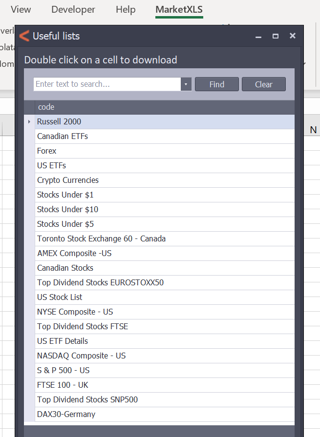 Useful lists feature in Excel