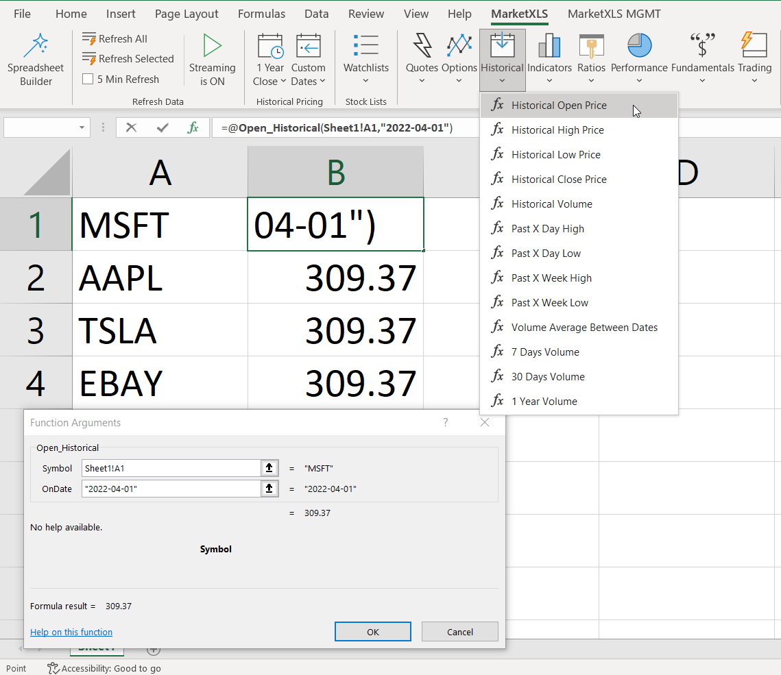 Historical prices at fingertips Historical prices at fingertips